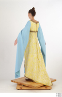  Photos Woman in Historical Dress 13 15th century Medieval clothing a poses blue Yellow and Dress whole body 0006.jpg